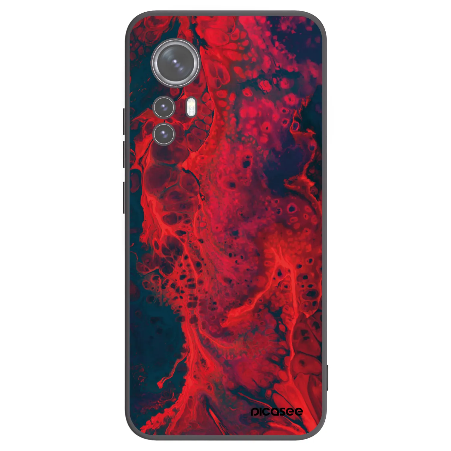 Picasee silikonowe czarne etui na Xiaomi 12X - Organic red
