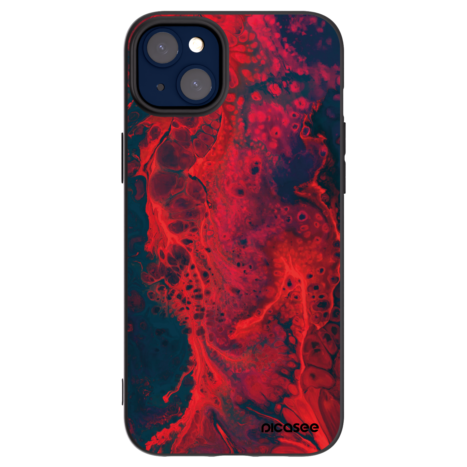 Picasee silikonowe czarne etui na Apple iPhone 14 Plus - Organic red