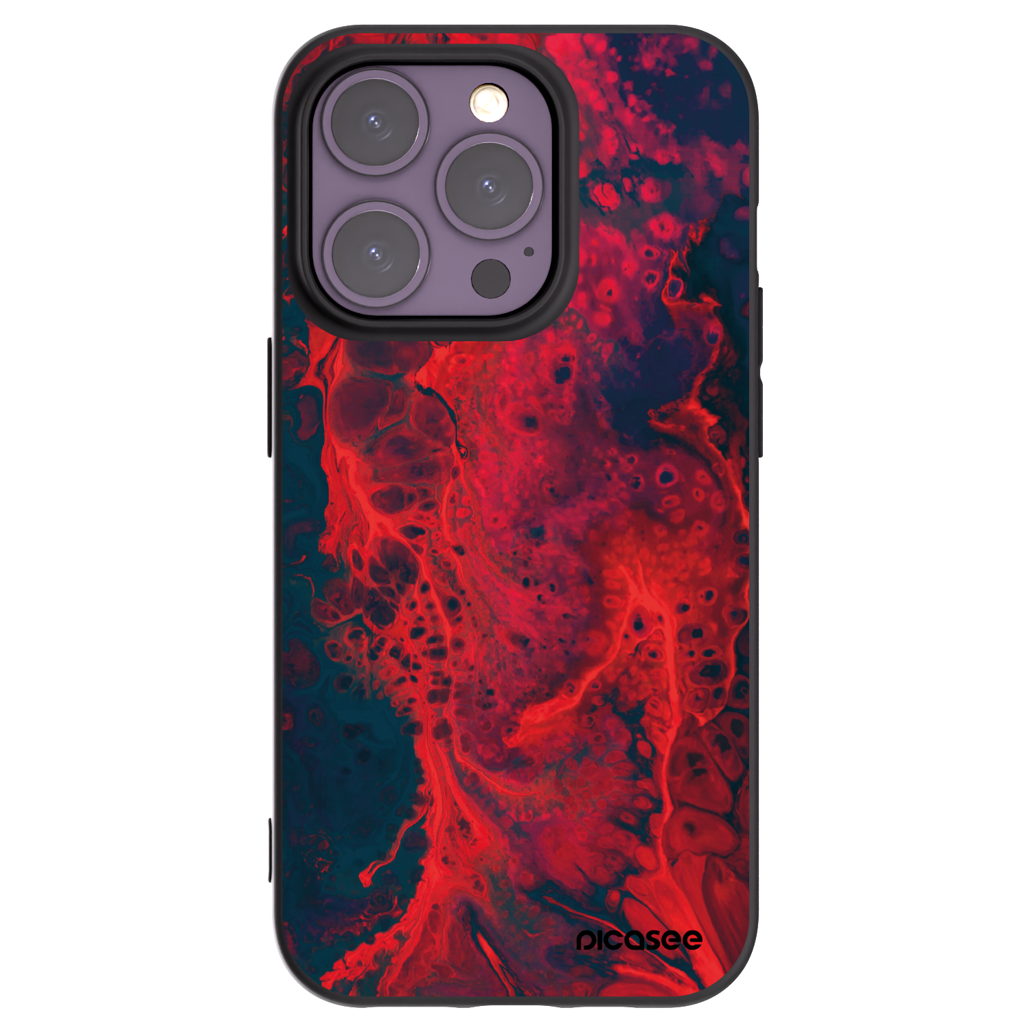 Picasee silikonowe czarne etui na Apple iPhone 14 Pro - Organic red