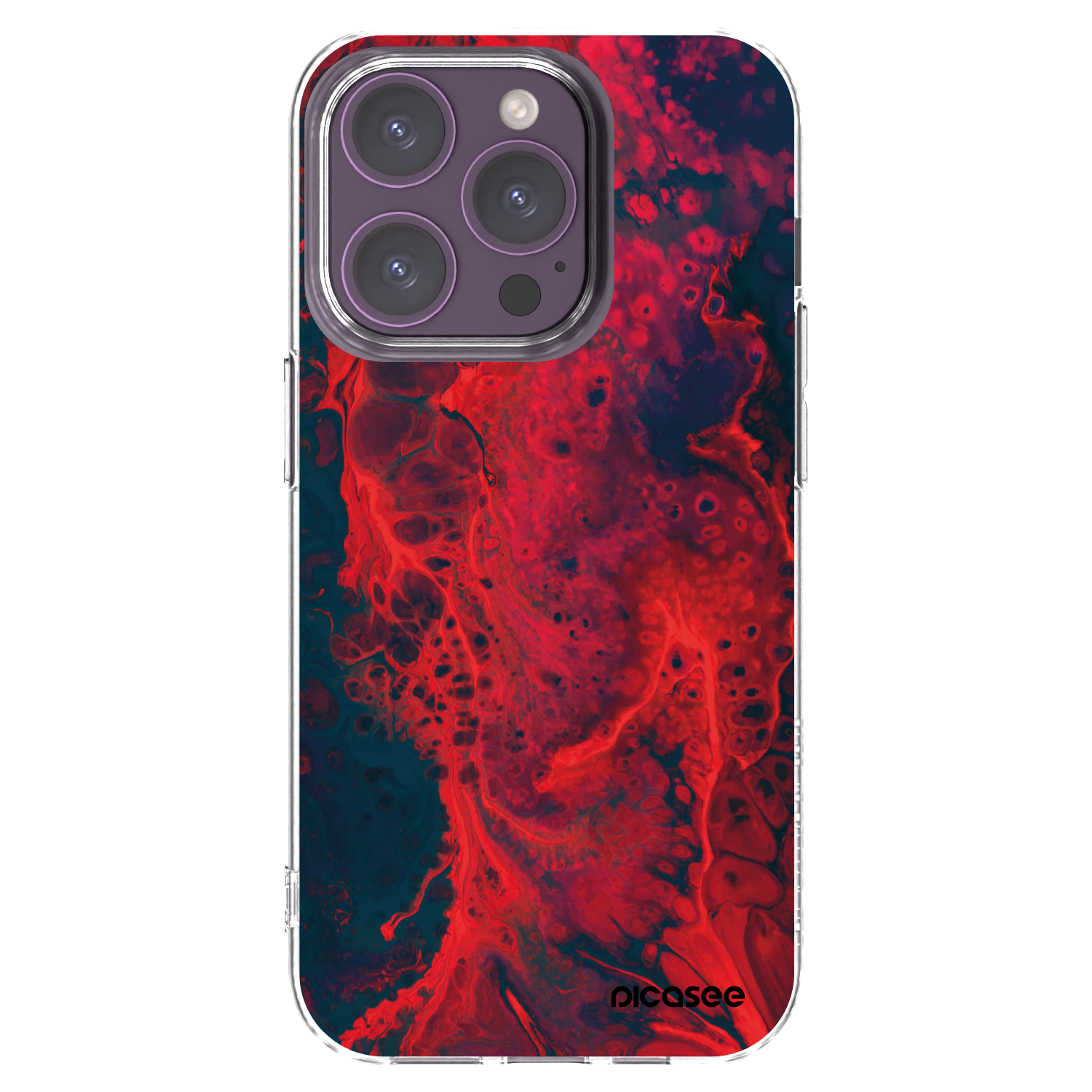 Picasee silikonowe przeźroczyste etui na Apple iPhone 14 Pro - Organic red