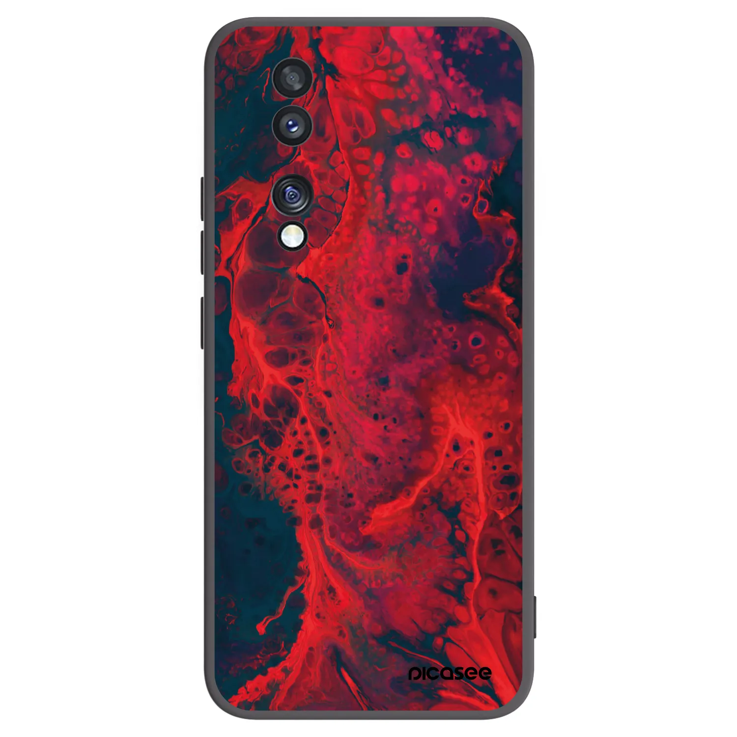 Picasee silikonowe czarne etui na Honor 70 - Organic red