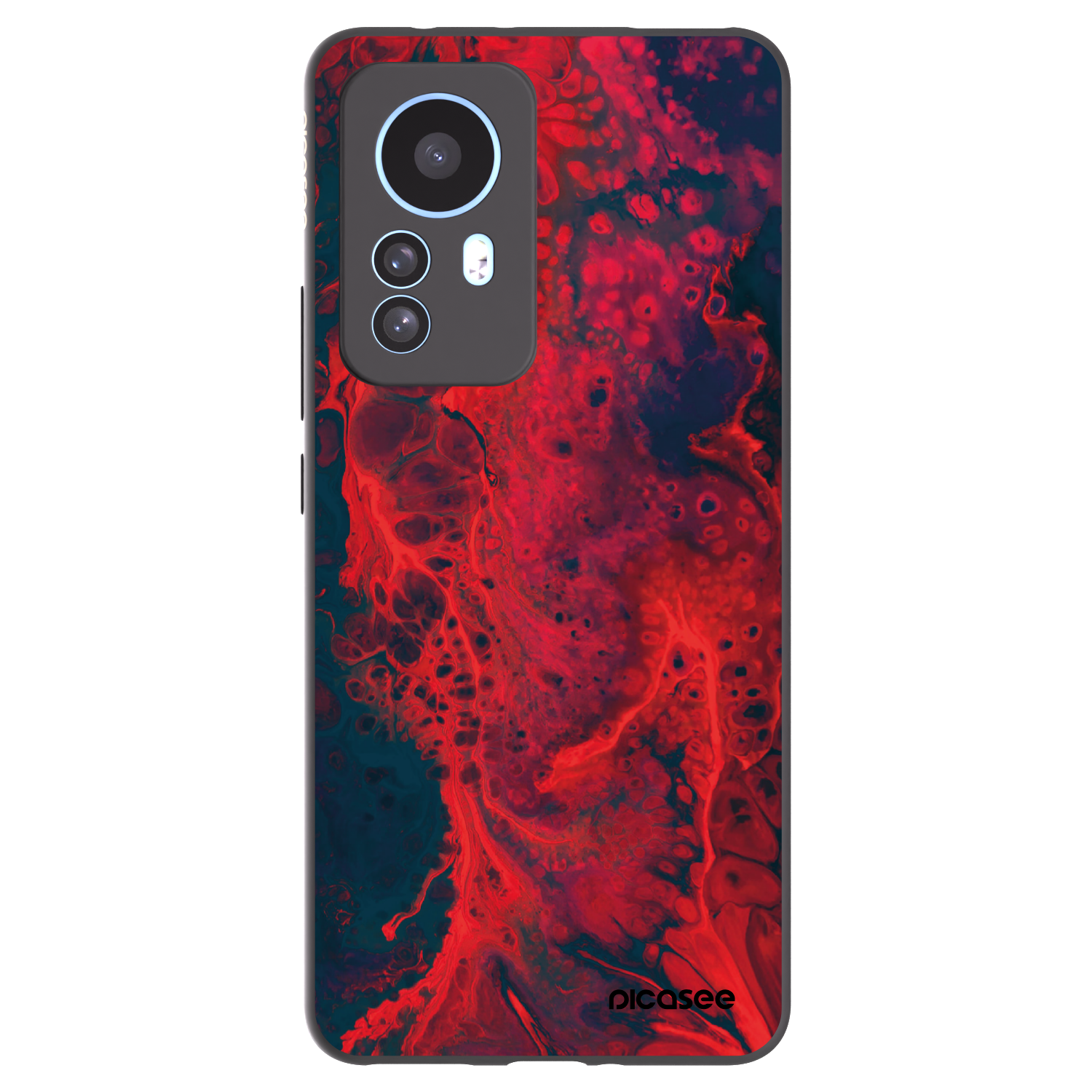 Picasee silikonowe czarne etui na Xiaomi 12T Pro - Organic red