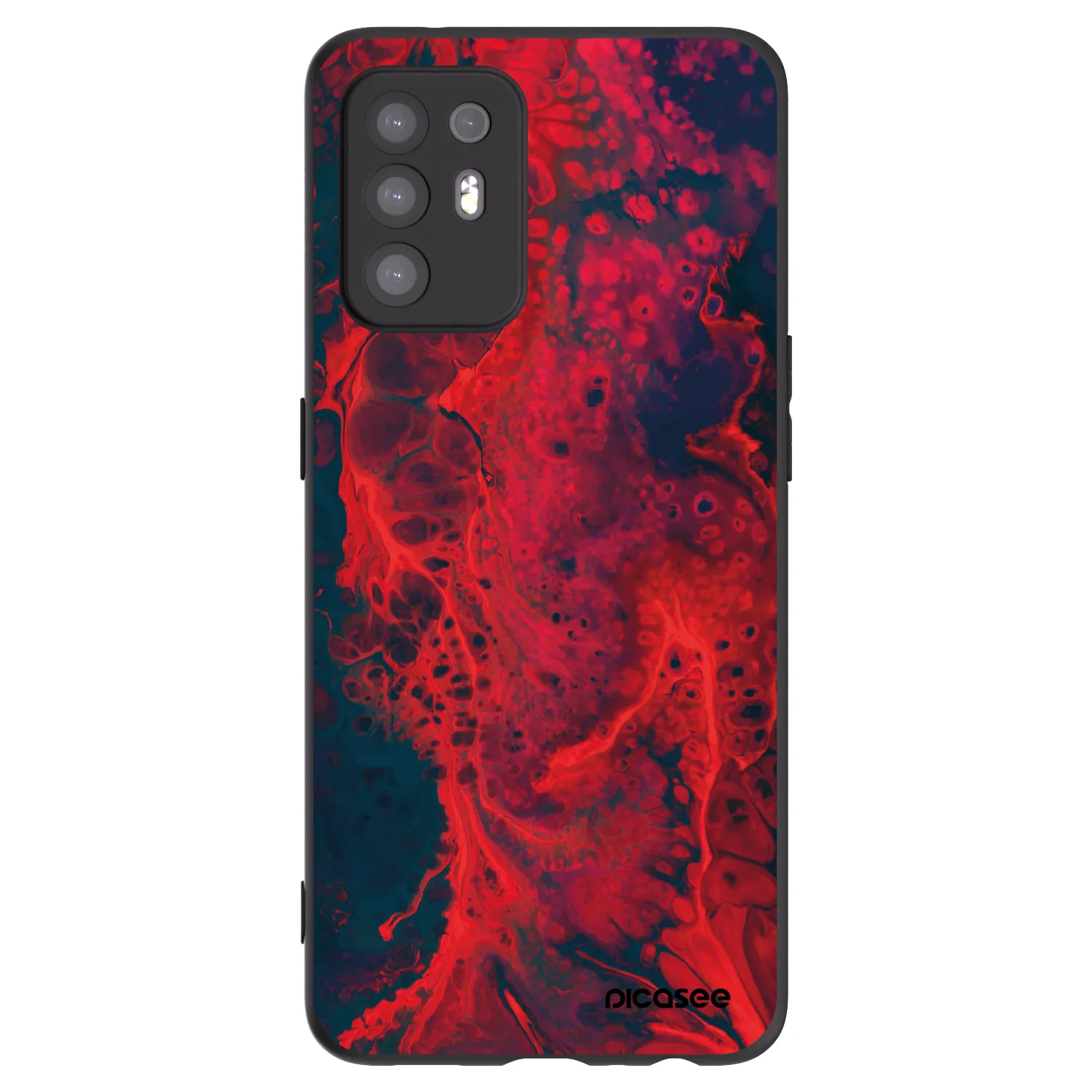 Picasee silikonowe czarne etui na OPPO A94 5G - Organic red