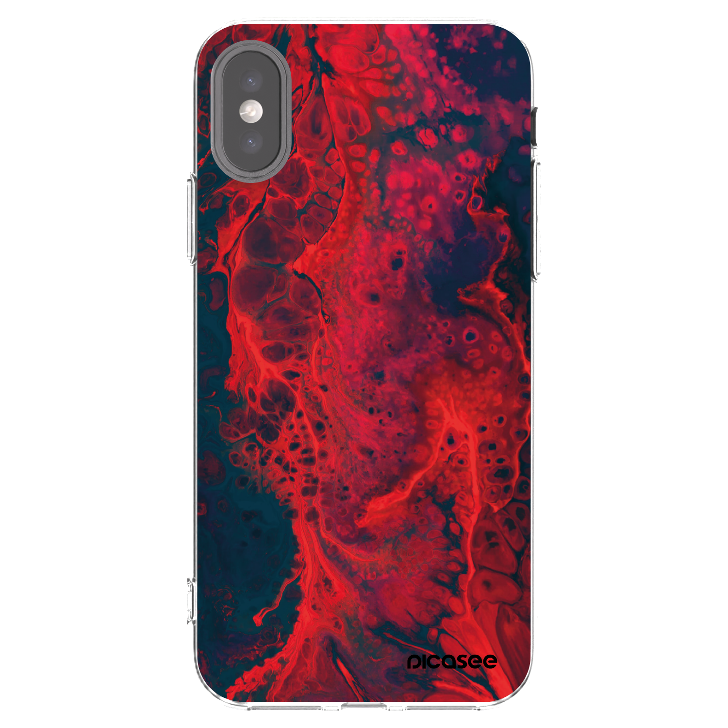 Picasee silikonowe przeźroczyste etui na Apple iPhone X/XS - Organic red