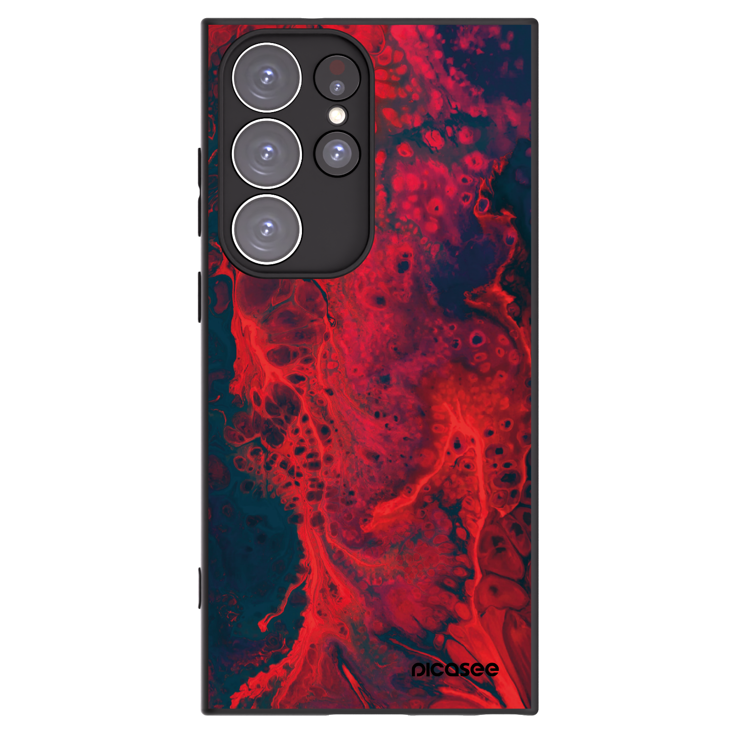 Picasee silikonowe czarne etui na Samsung Galaxy S23 Ultra 5G - Organic red