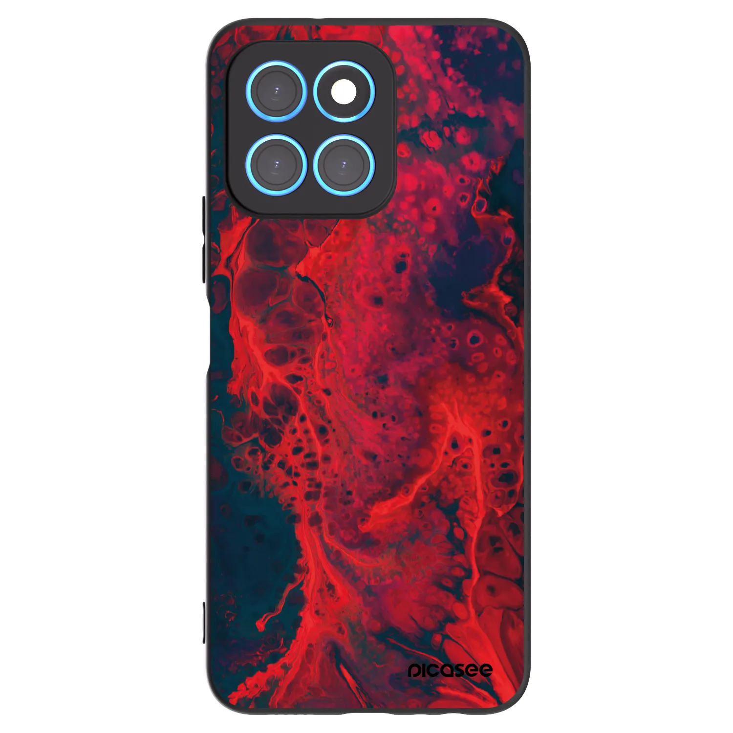 Picasee silikonowe czarne etui na Honor X8 5G - Organic red