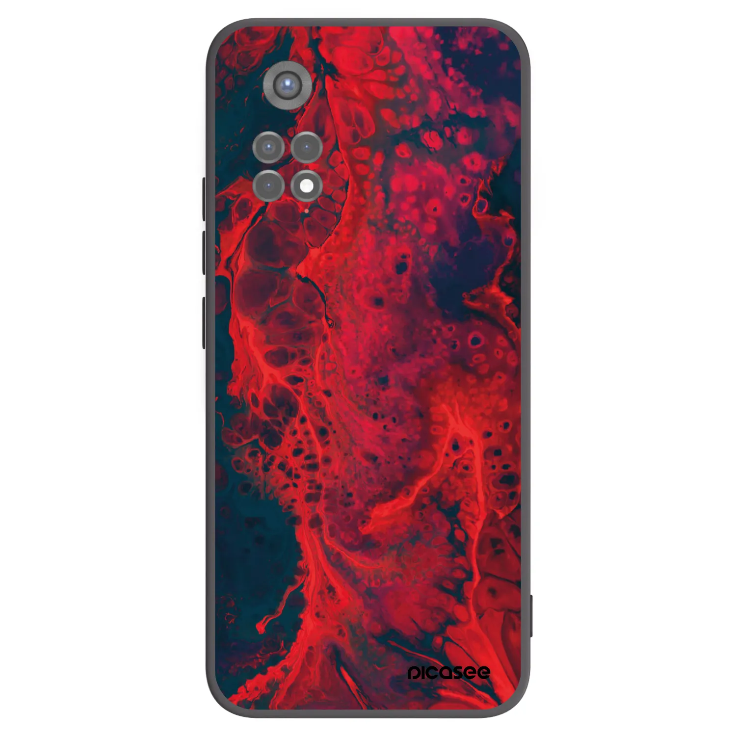 Picasee silikonowe czarne etui na Xiaomi Redmi Note 11S 5G - Organic red