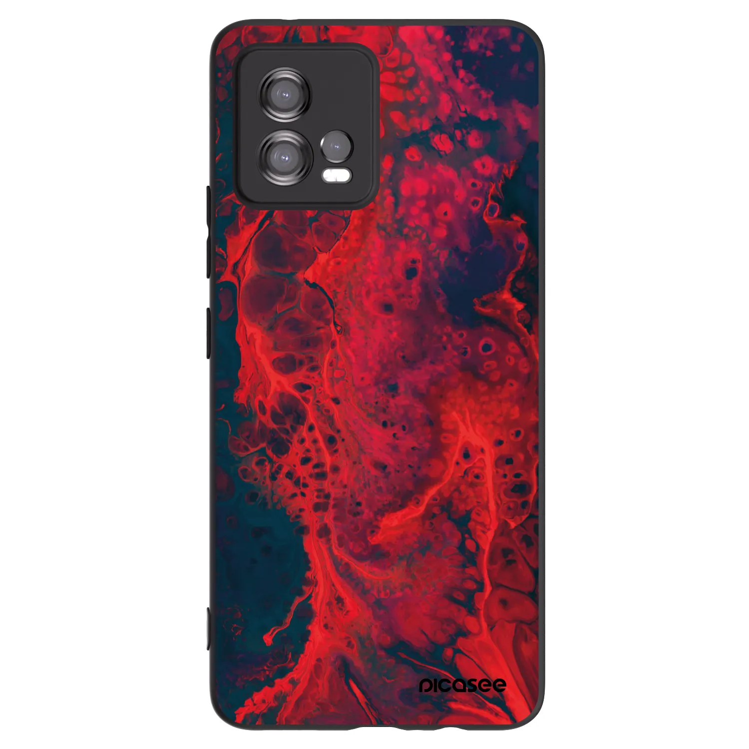 Picasee silikonowe czarne etui na Motorola Moto G72 - Organic red