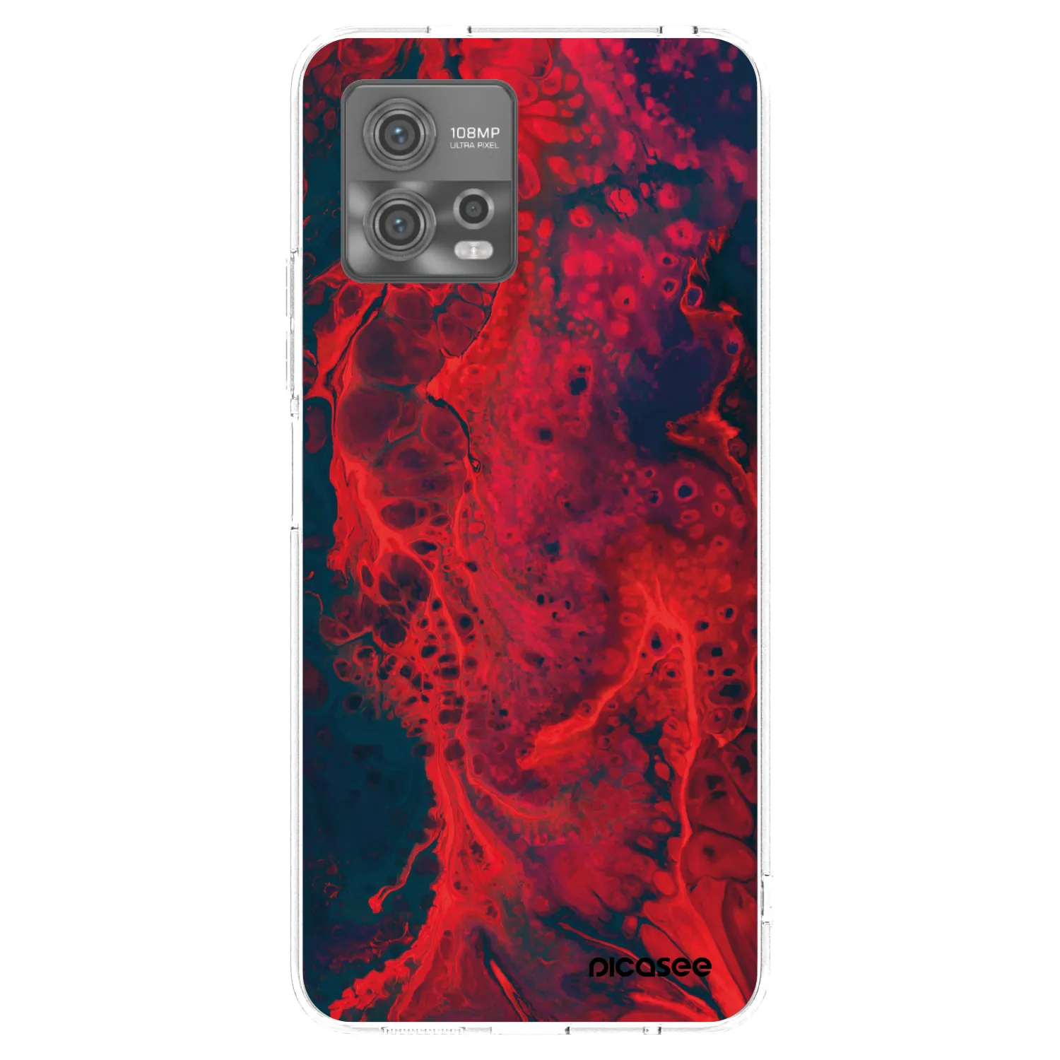 Picasee silikonowe przeźroczyste etui na Motorola Moto G72 - Organic red