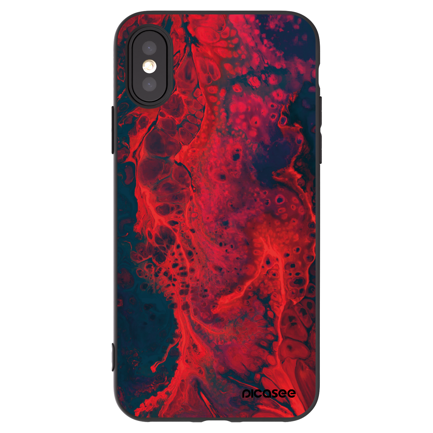 Picasee silikonowe czarne etui na Apple iPhone X/XS - Organic red
