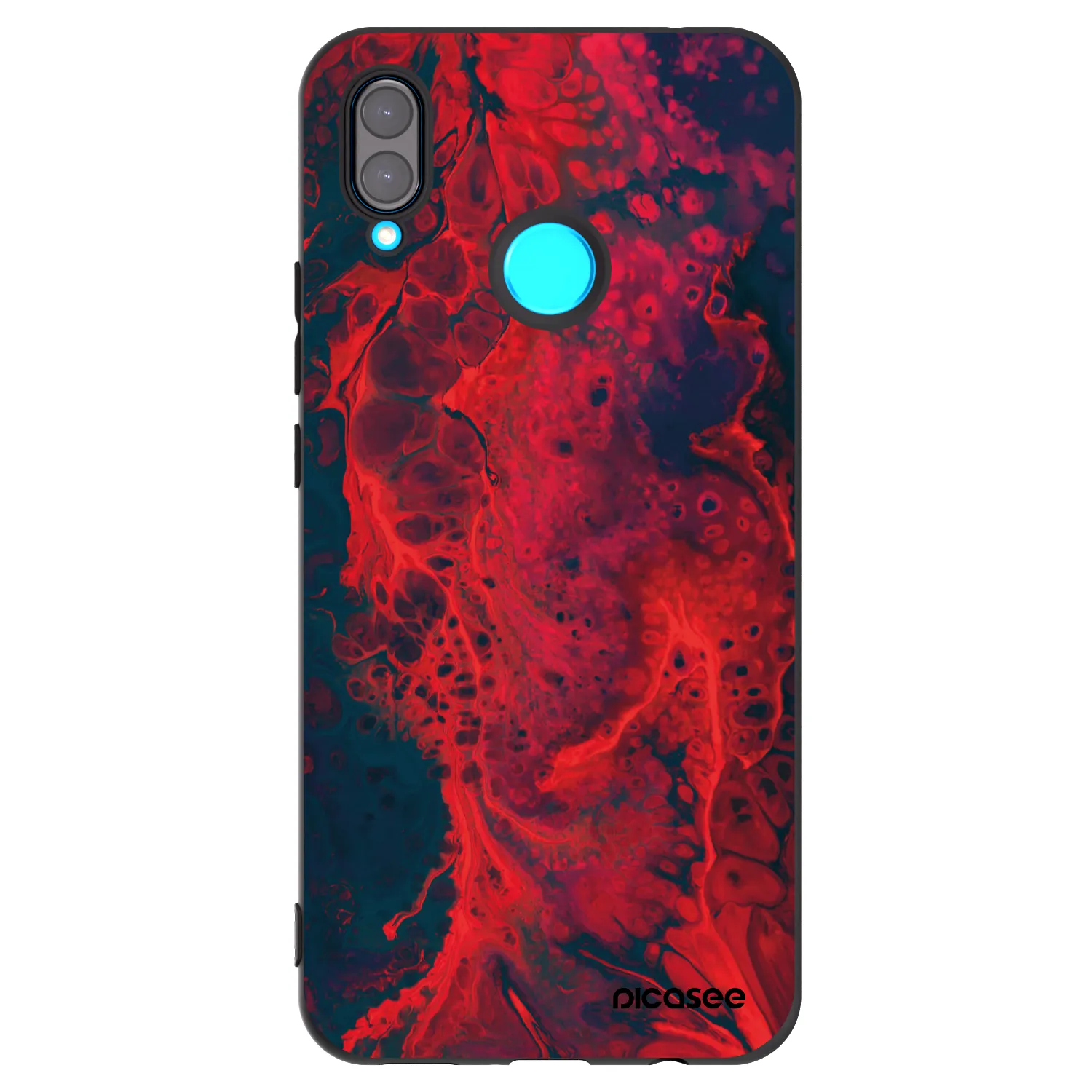 Picasee silikonowe czarne etui na Huawei Nova 3 - Organic red