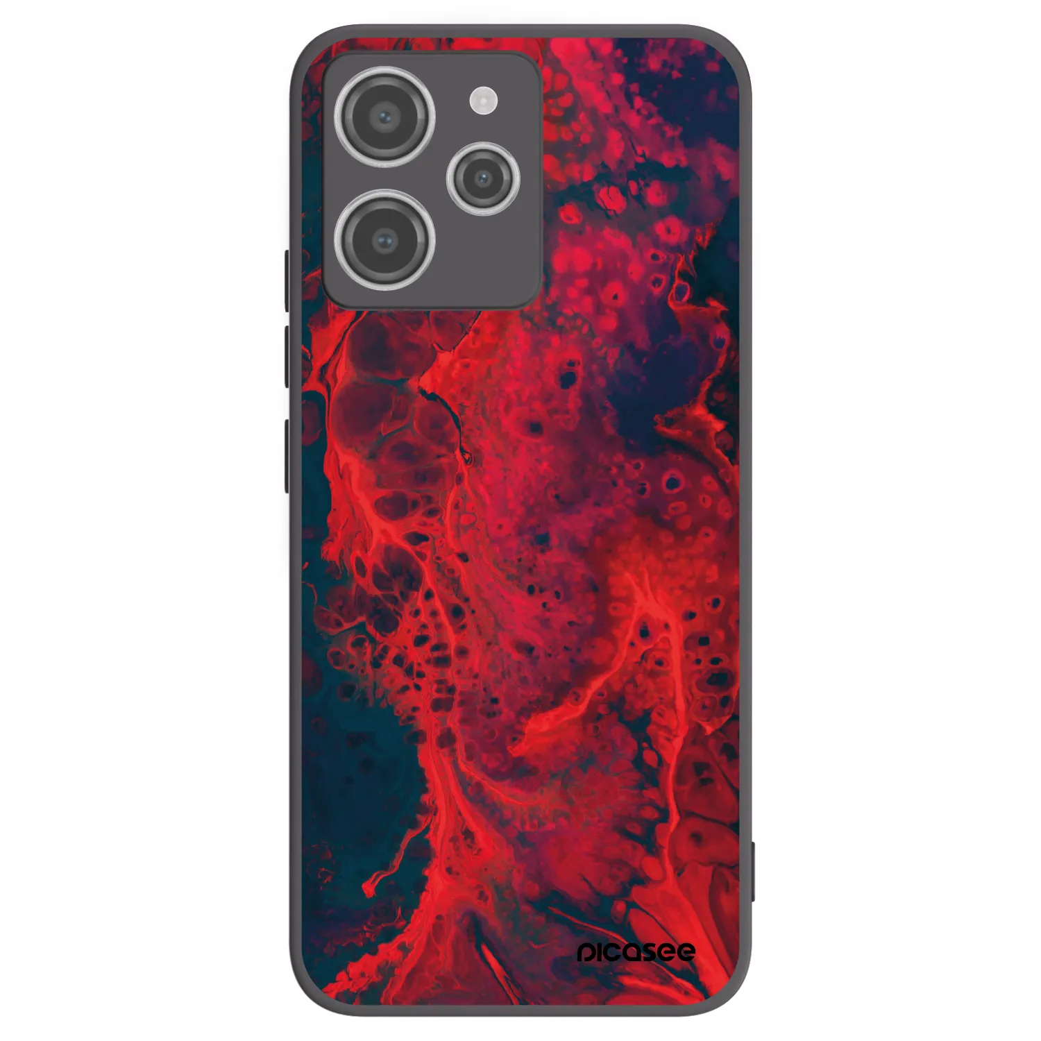 Picasee silikonowe czarne etui na Xiaomi Redmi 12 4G - Organic red