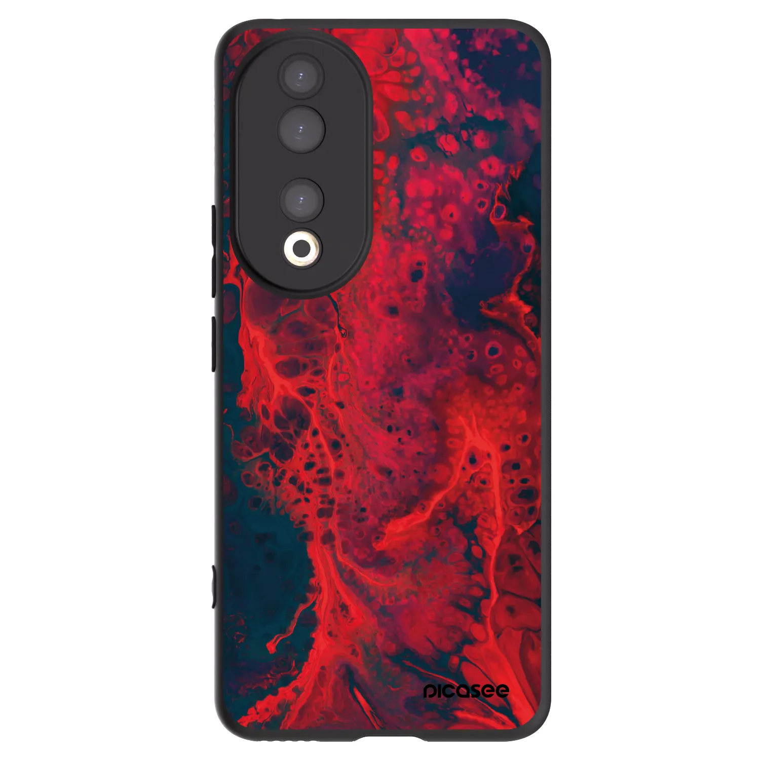 Picasee silikonowe czarne etui na Honor 90 5G - Organic red