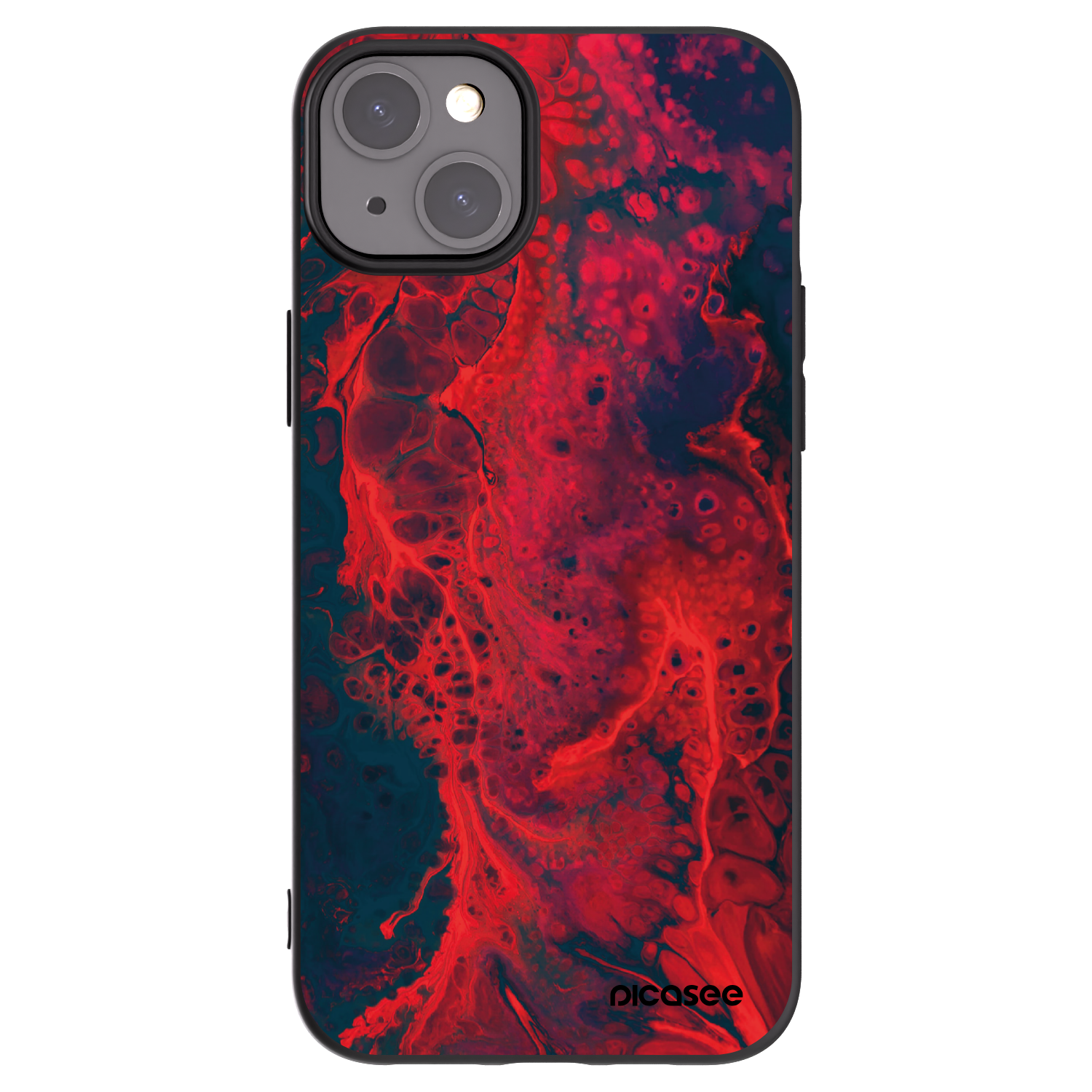 Picasee silikonowe czarne etui na Apple iPhone 15 Plus - Organic red