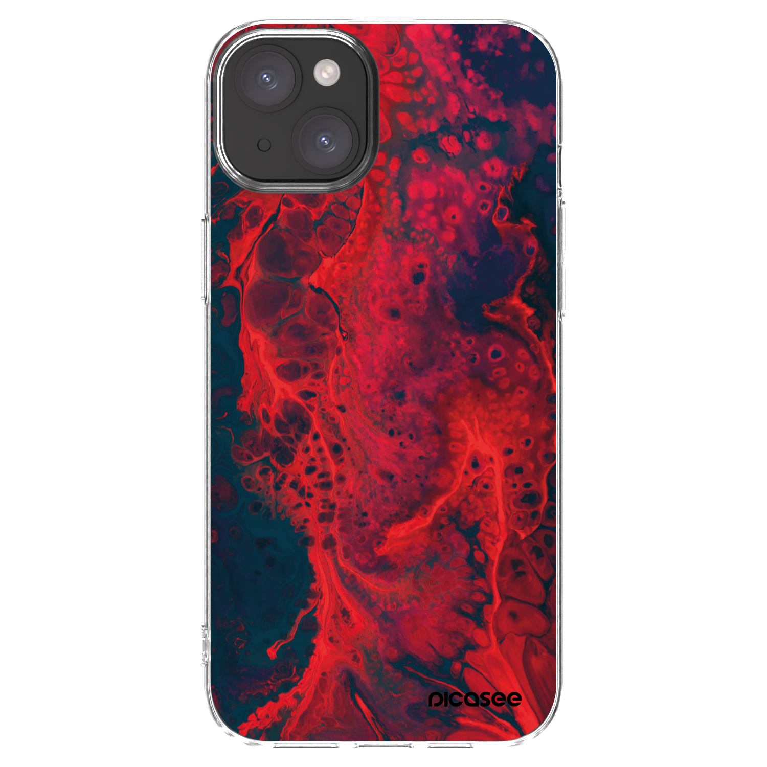 Picasee silikonowe przeźroczyste etui na Apple iPhone 15 Plus - Organic red