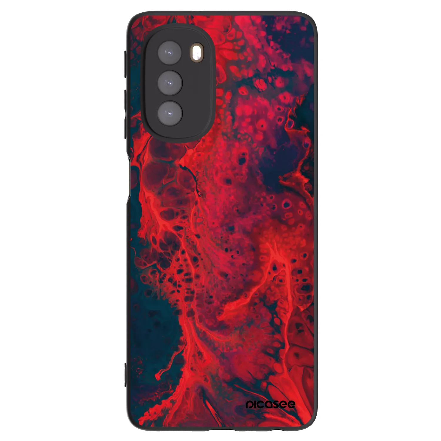 Picasee silikonowe czarne etui na Motorola Moto G51 - Organic red
