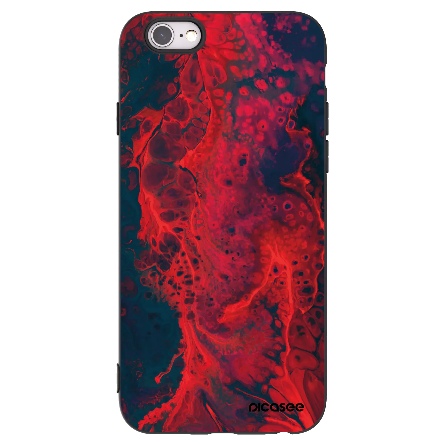 Picasee silikonowe czarne etui na Apple iPhone 6/6S - Organic red