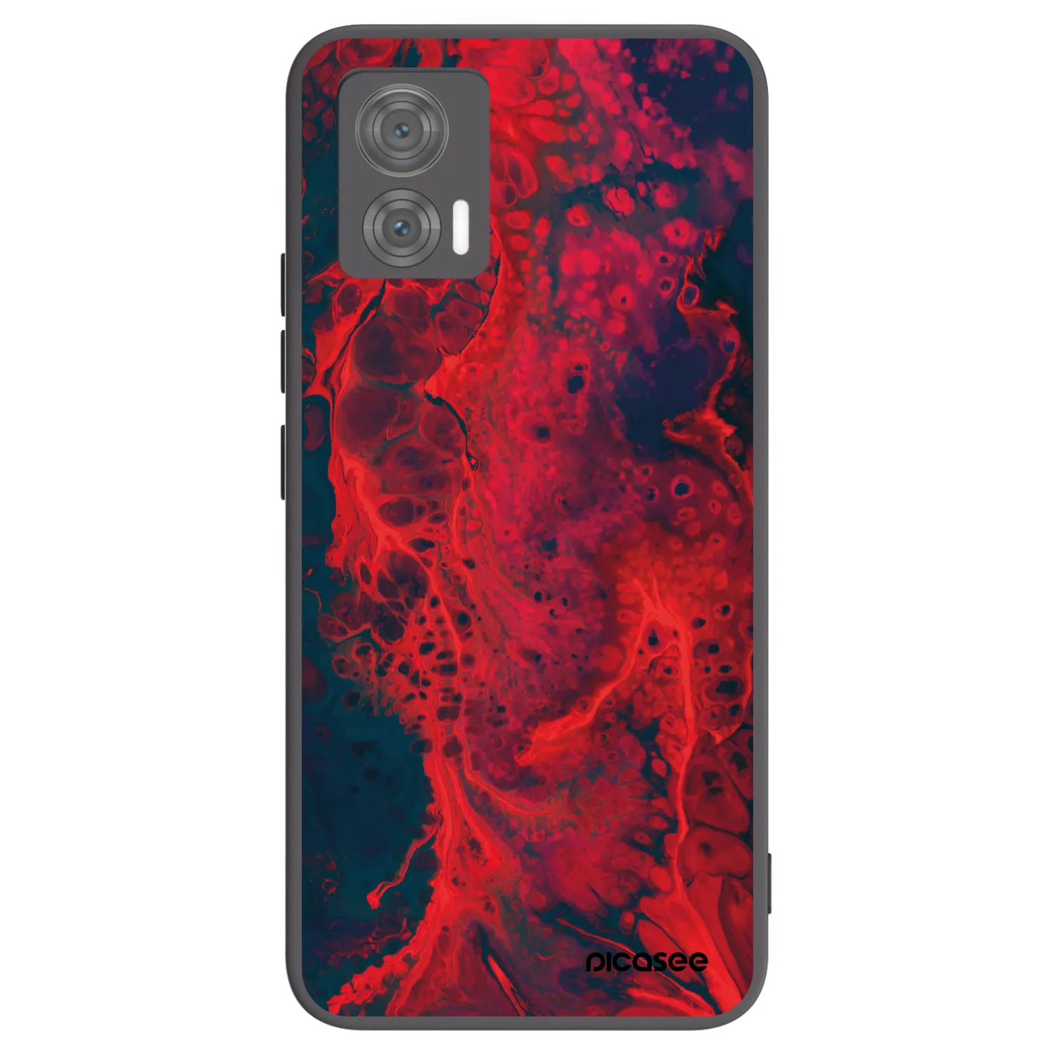 Picasee silikonowe czarne etui na Motorola Edge 30 Neo - Organic red