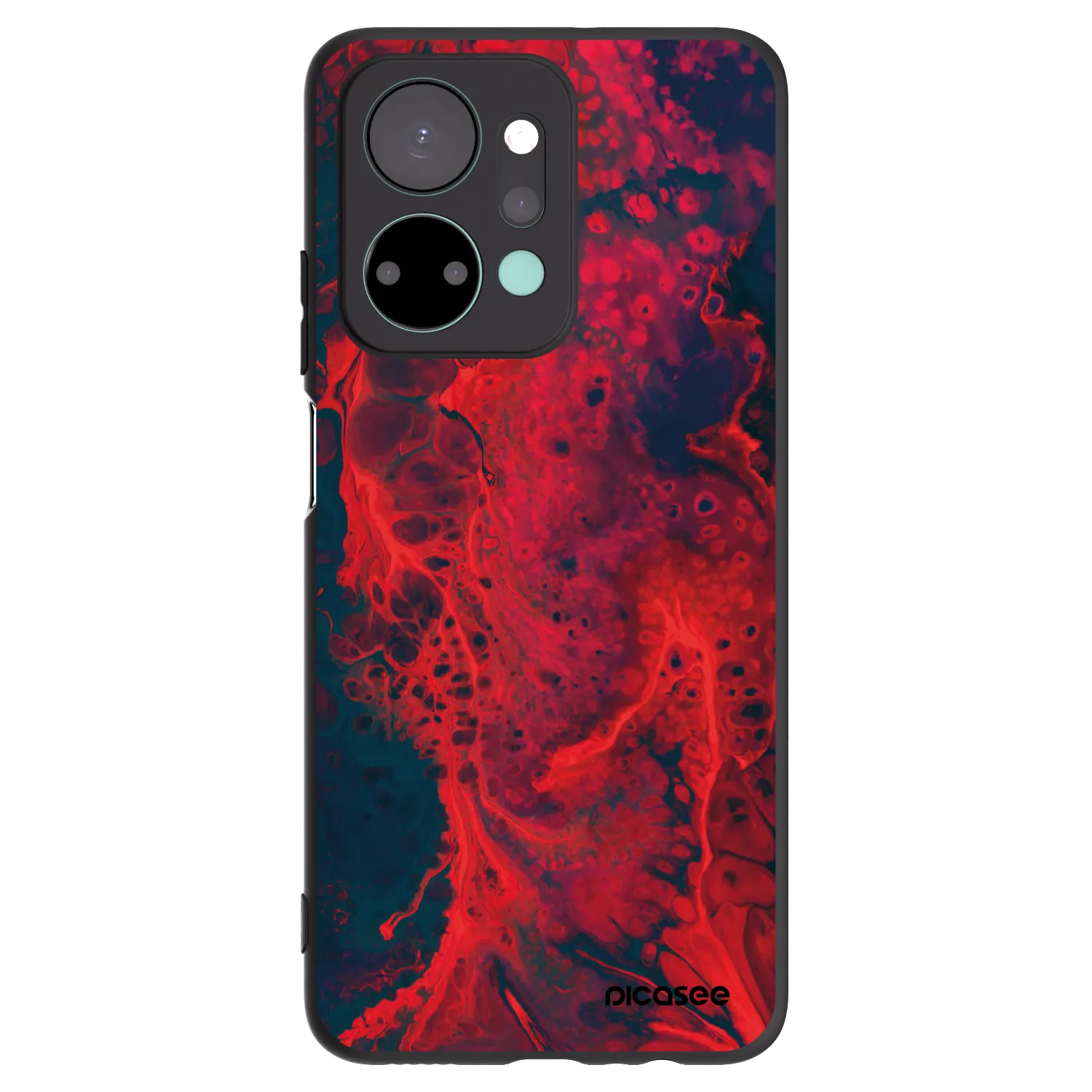 Picasee silikonowe czarne etui na Honor X7a - Organic red