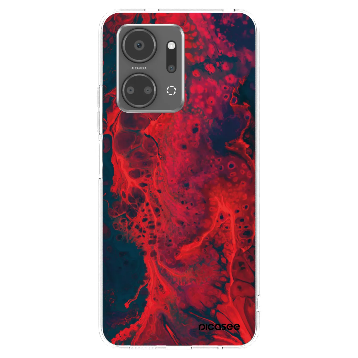 Picasee silikonowe przeźroczyste etui na Honor X7a - Organic red