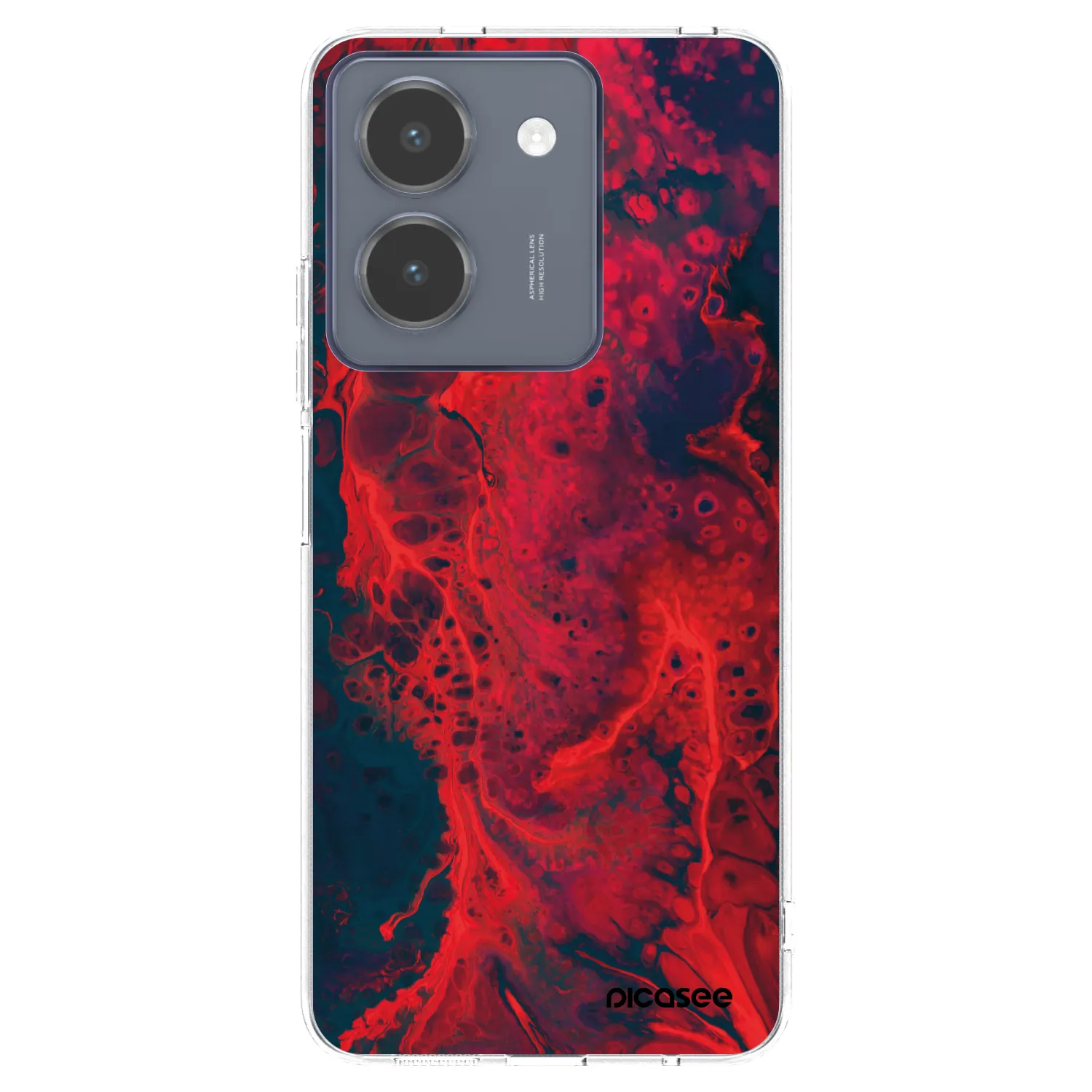 Picasee silikonowe przeźroczyste etui na Vivo Y36 4G - Organic red