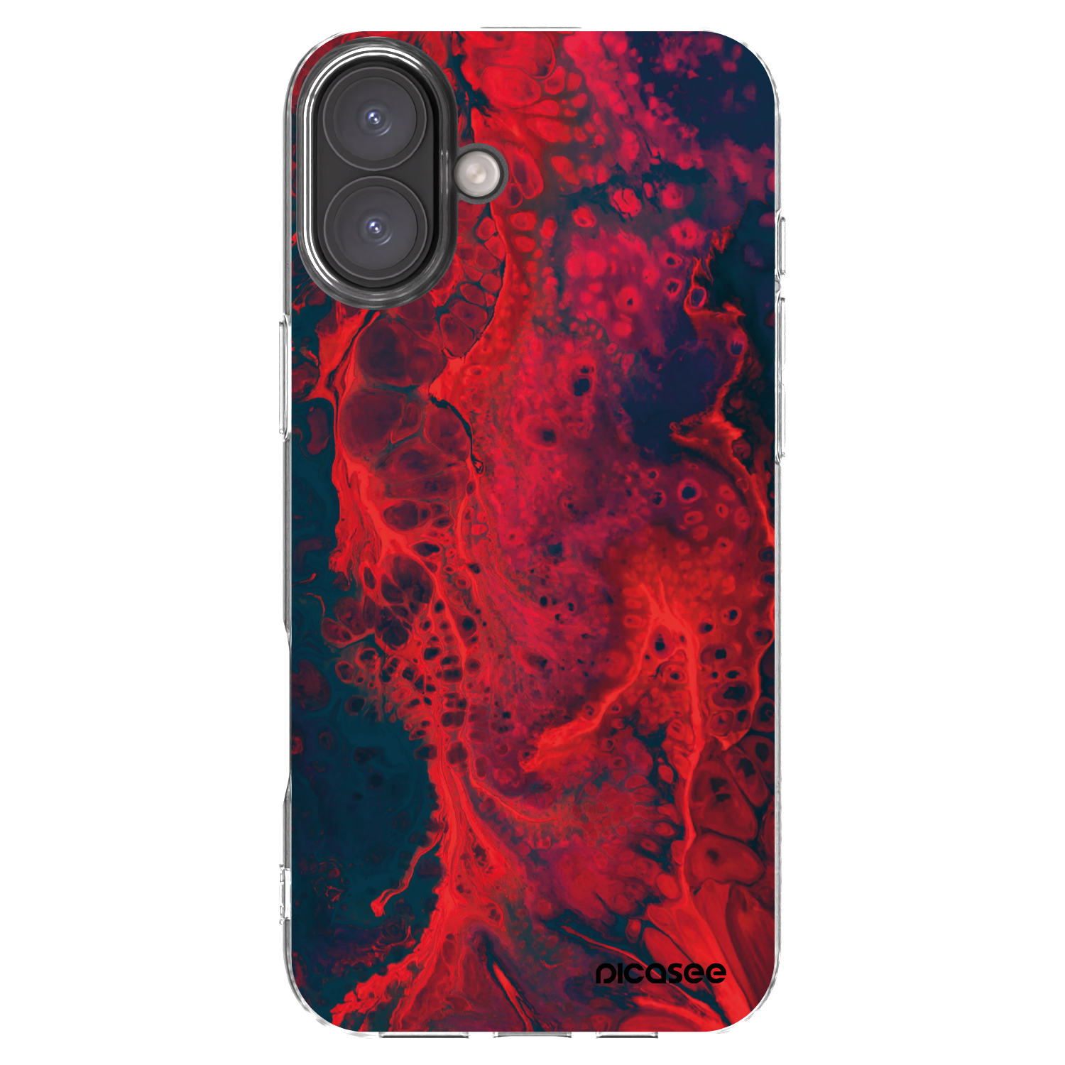 Picasee silikonowe przeźroczyste etui na Apple iPhone 16 Plus - Organic red