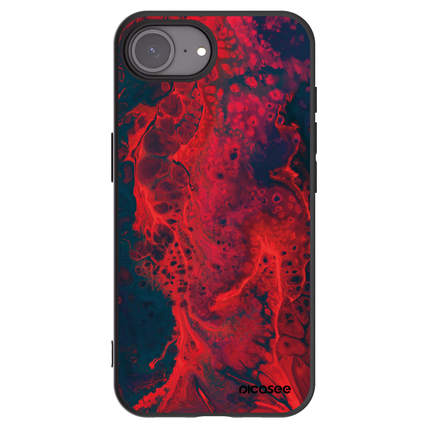 Picasee silikonowe czarne etui na Apple iPhone 16e - Organic red