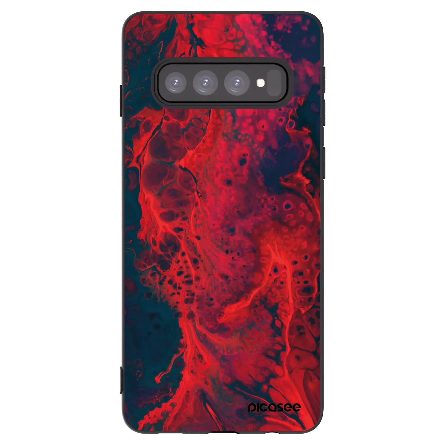 Picasee silikonowe czarne etui na Samsung Galaxy S10 G973 - Organic red