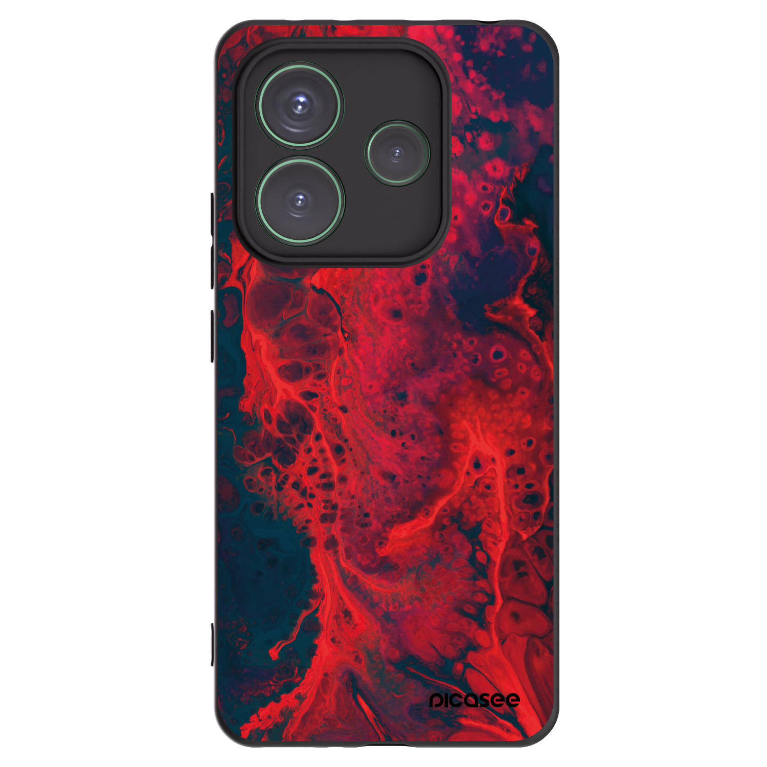 Picasee silikonowe czarne etui na Xiaomi Redmi Note 14 5G - Organic red
