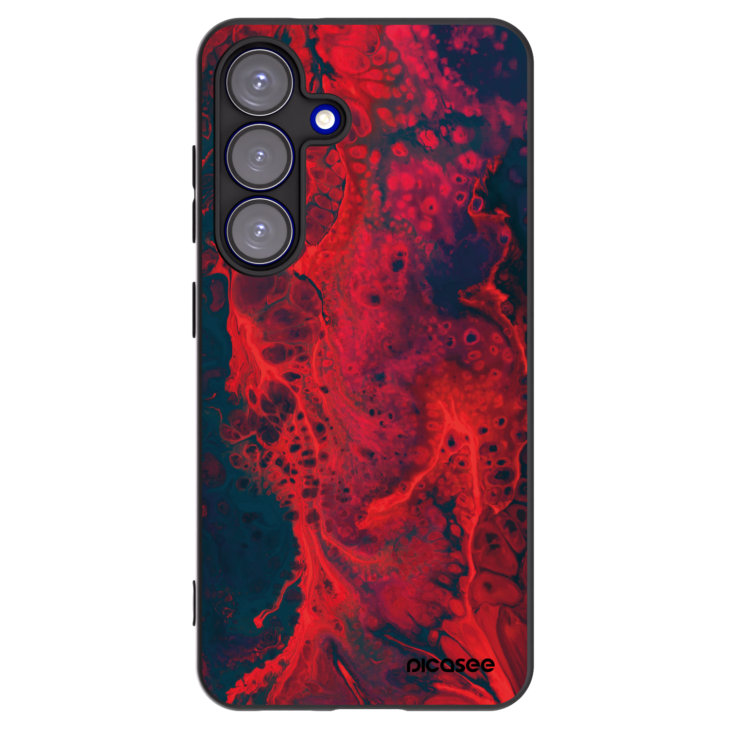 Picasee silikonowe czarne etui na Samsung Galaxy S25 5G - Organic red