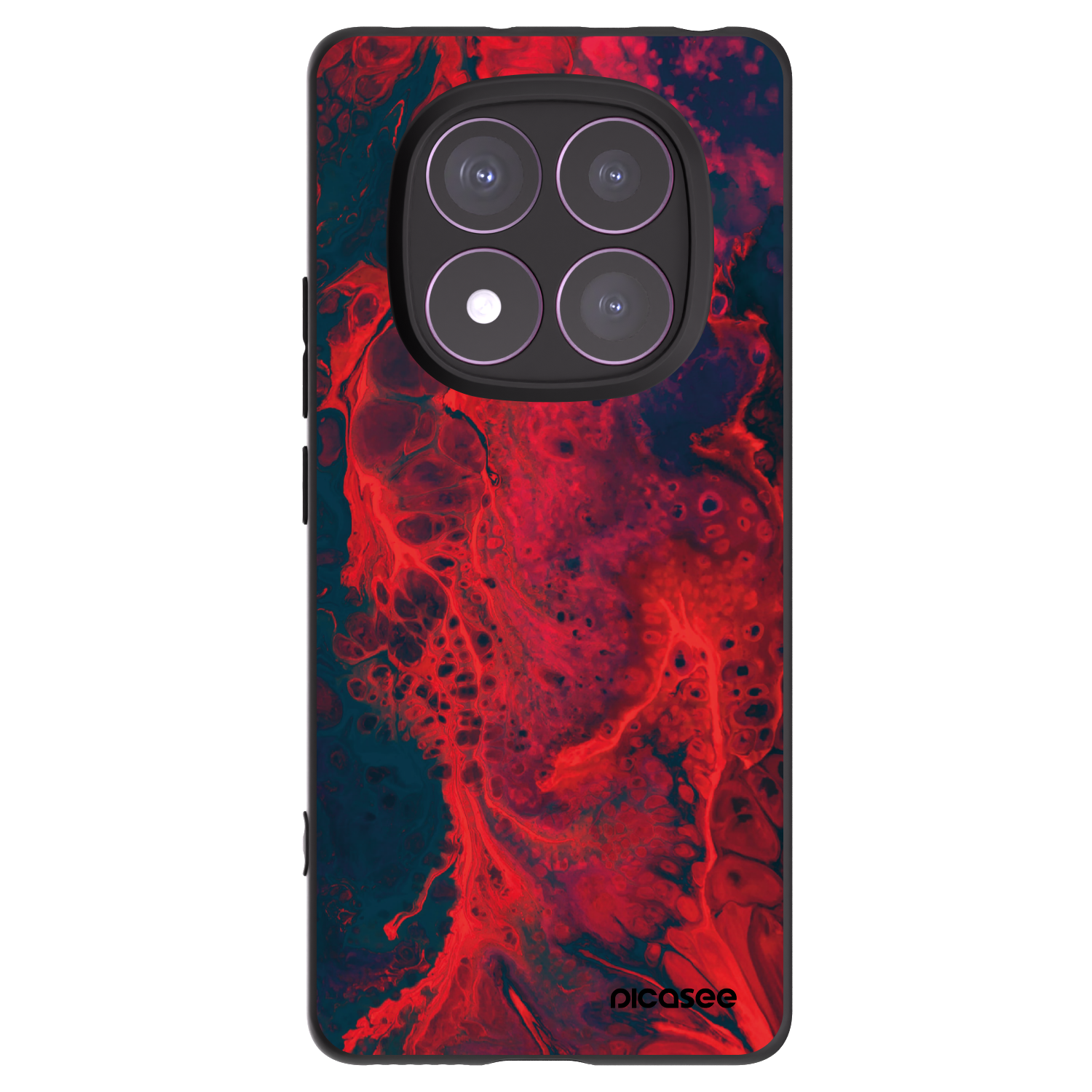 Picasee silikonowe czarne etui na Xiaomi Redmi Note 14 Pro 4G - Organic red