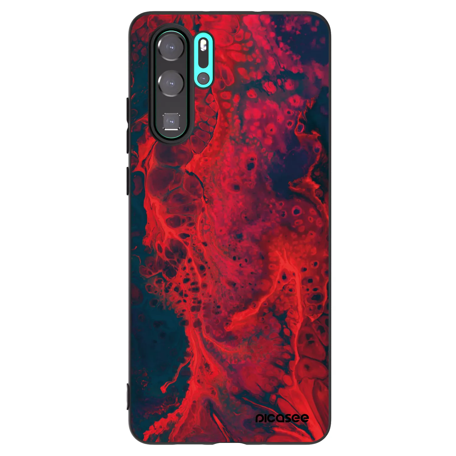 Picasee silikonowe czarne etui na Huawei P30 Pro - Organic red