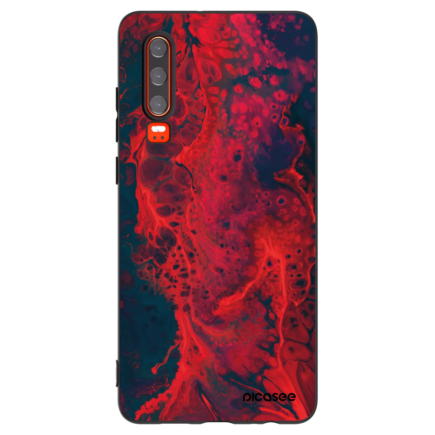 Picasee silikonowe czarne etui na Huawei P30 - Organic red