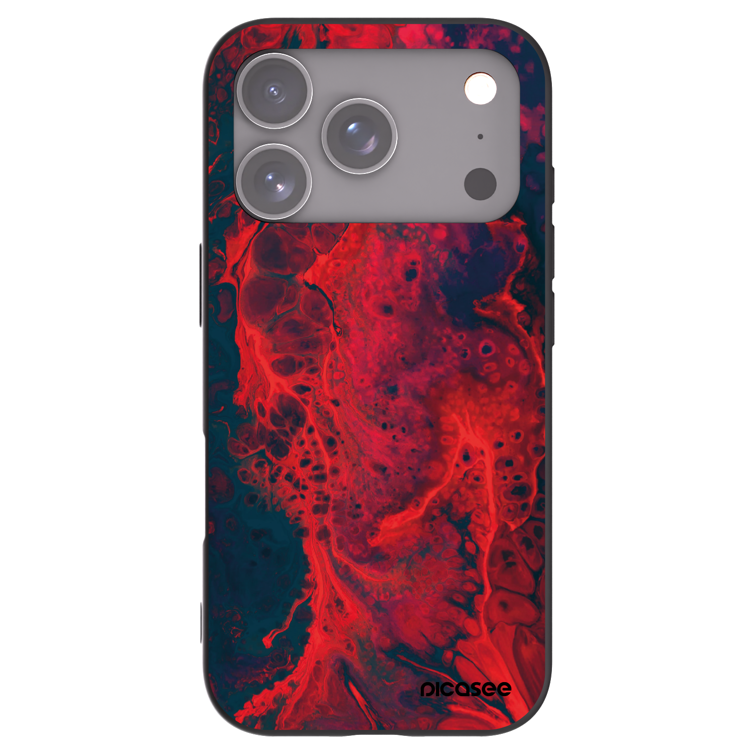 Picasee silikonowe czarne etui na Apple iPhone 17 Pro - Organic red