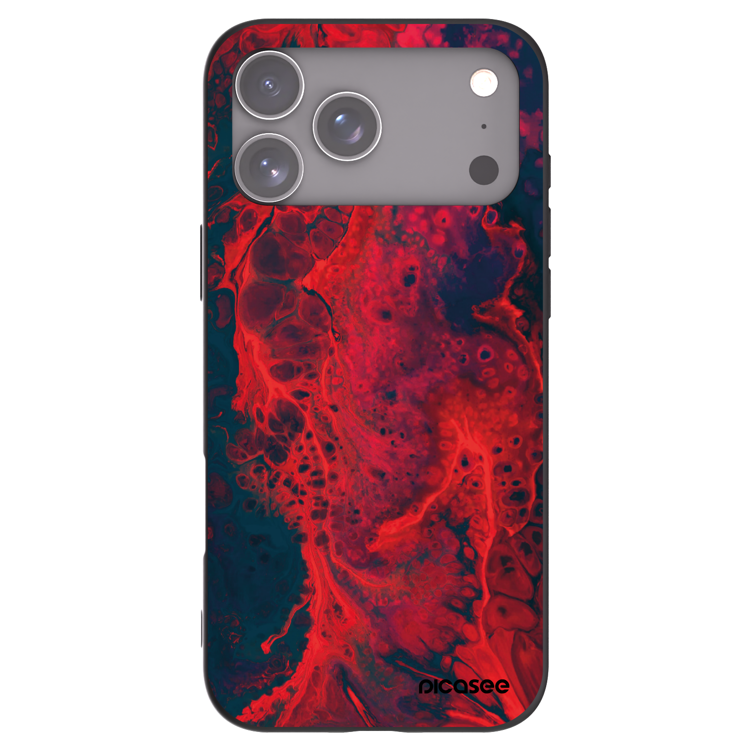 Picasee silikonowe czarne etui na Apple iPhone 17 Pro Max - Organic red