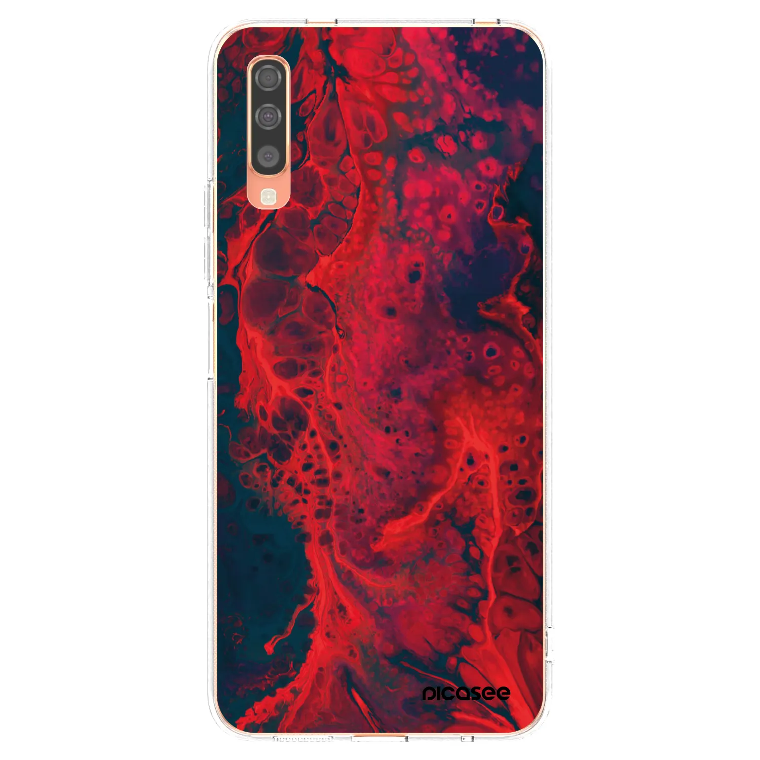 Picasee silikonowe przeźroczyste etui na Samsung Galaxy A70 A705F - Organic red