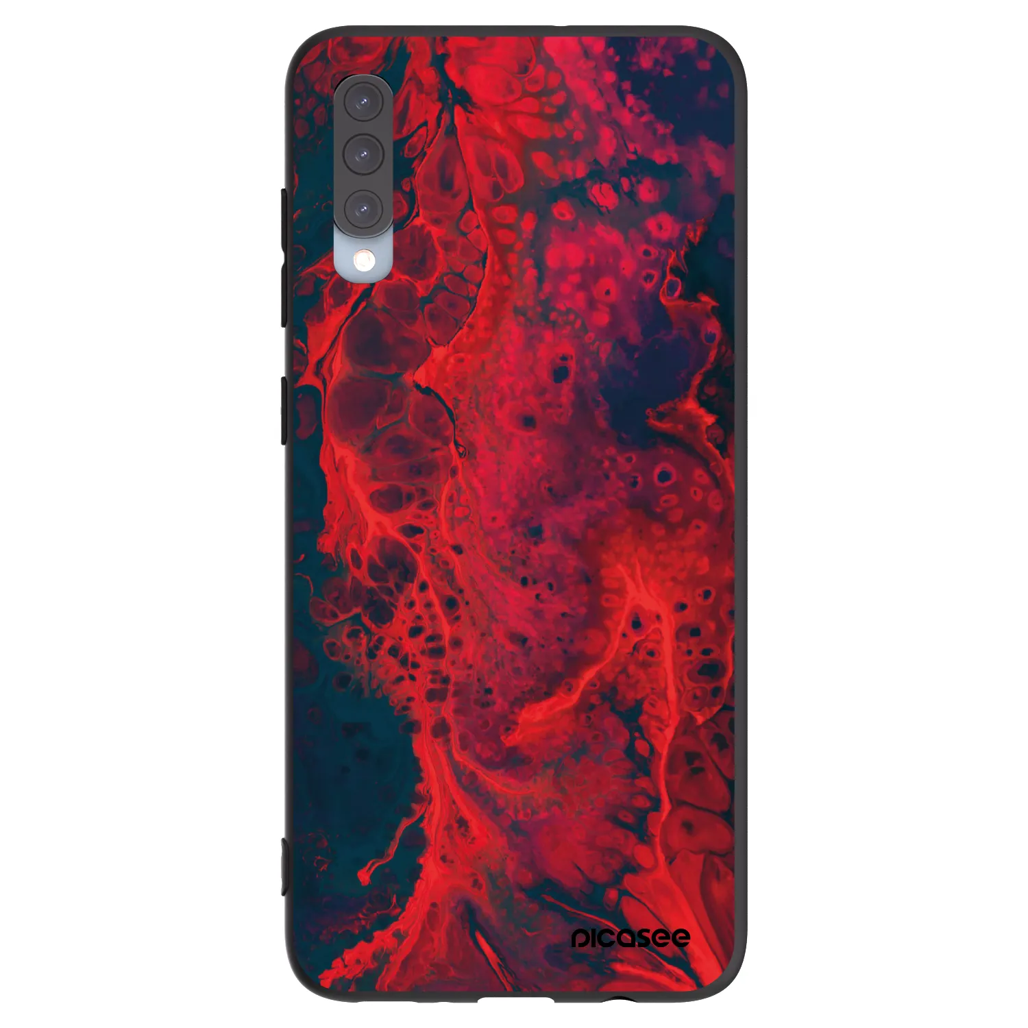 Picasee silikonowe czarne etui na Samsung Galaxy A70 A705F - Organic red