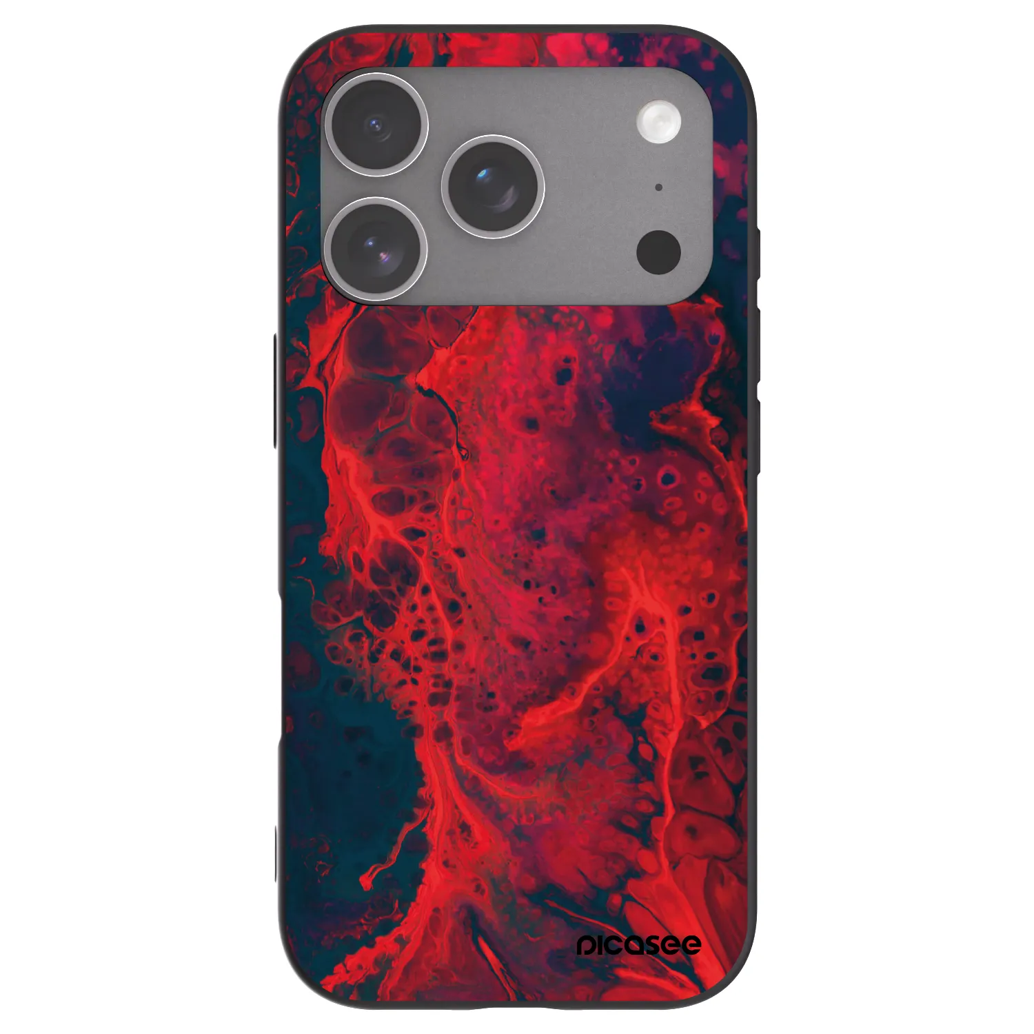 Picasee silikonowe czarne etui na Apple iPhone 18 Pro - Organic red