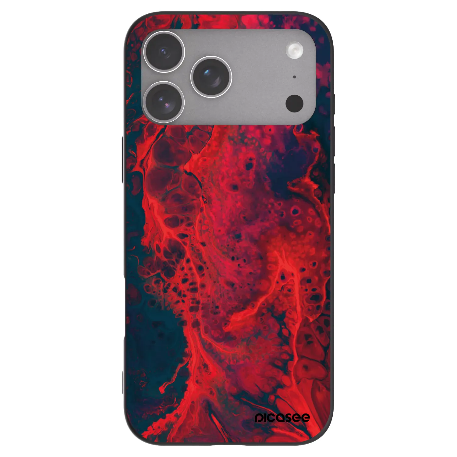 Picasee silikonowe czarne etui na Apple iPhone 18 Pro Max - Organic red