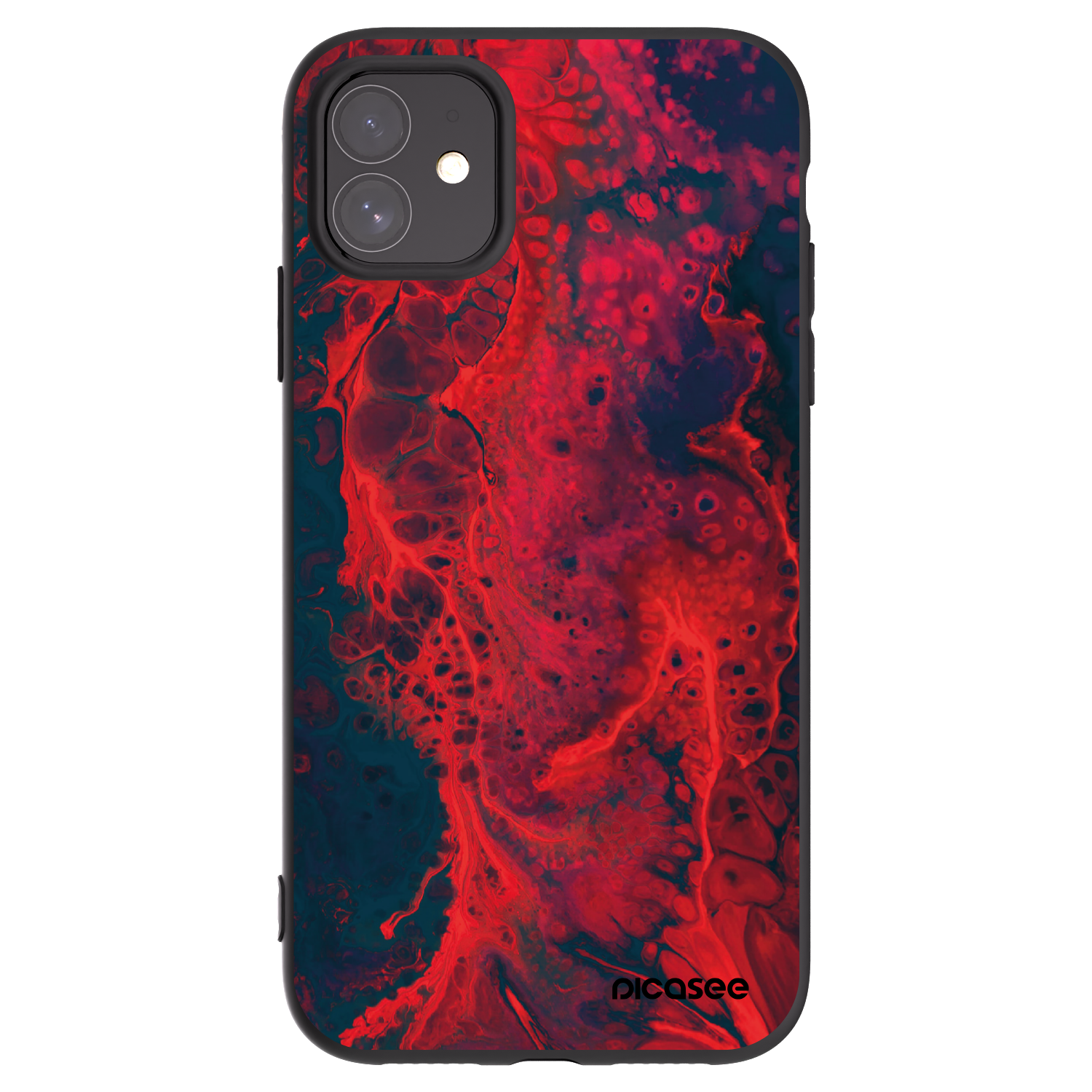Picasee silikonowe czarne etui na Apple iPhone 11 - Organic red