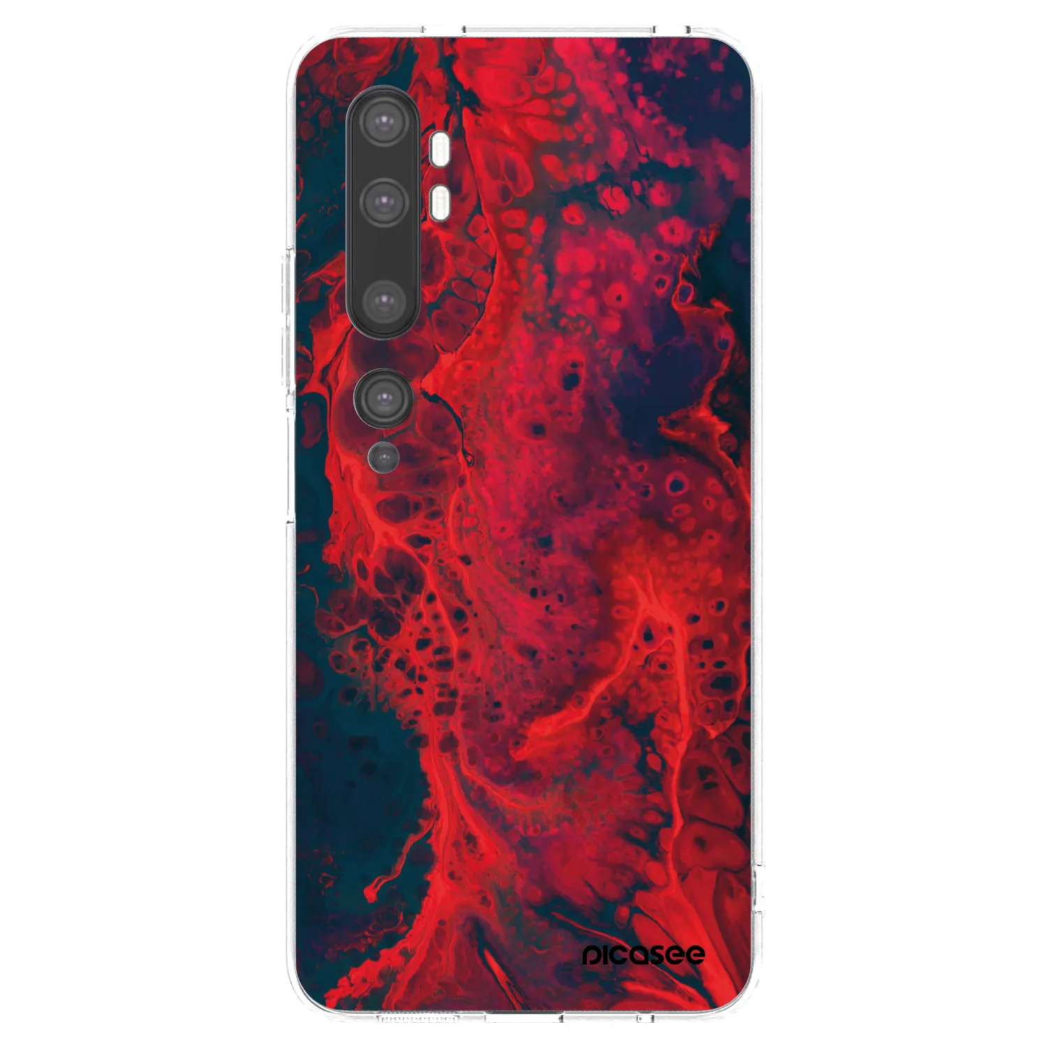 Picasee silikonowe przeźroczyste etui na Xiaomi Mi Note 10 (Pro) - Organic red