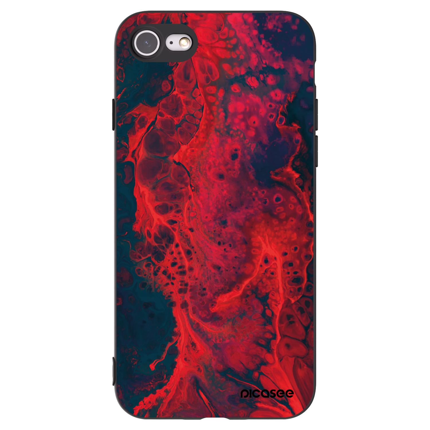 Picasee silikonowe czarne etui na Apple iPhone SE 2020 - Organic red