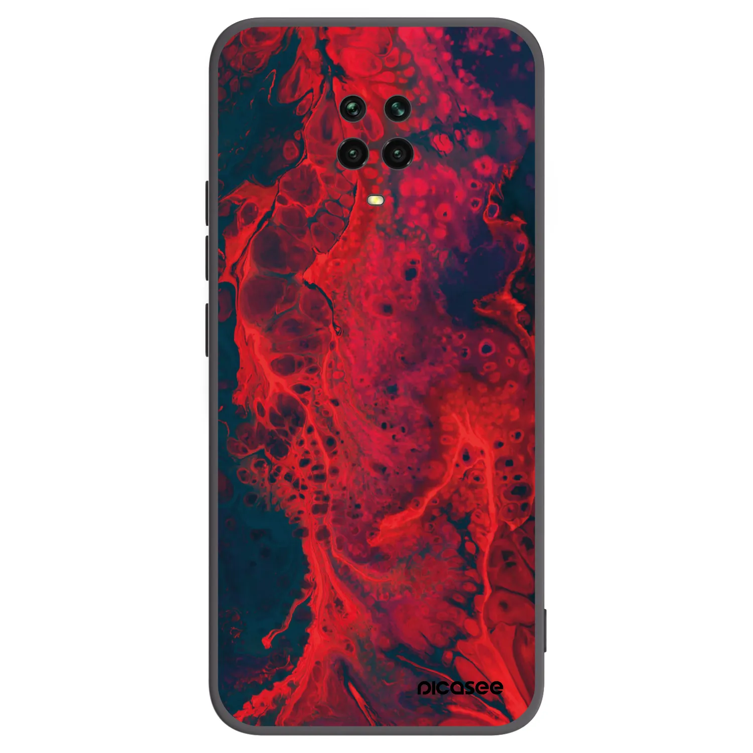 Picasee silikonowe czarne etui na Xiaomi Redmi Note 9 Pro - Organic red