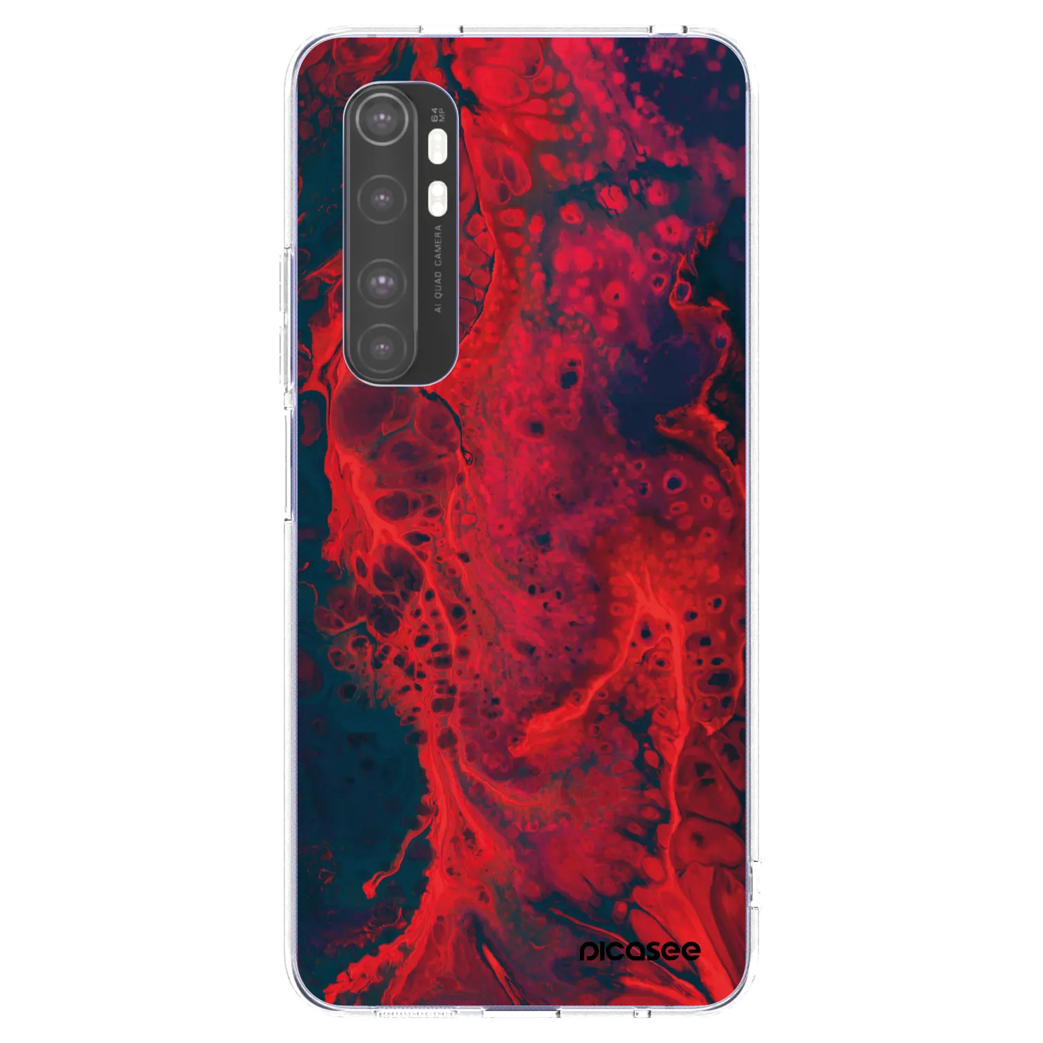 Picasee silikonowe przeźroczyste etui na Xiaomi Mi Note 10 Lite - Organic red