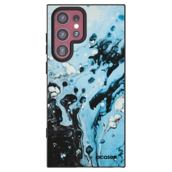 Picasee silikonowe czarne etui na Samsung Galaxy S22 Ultra 5G - Organic blue