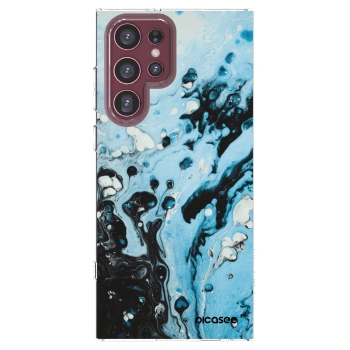 Picasee silikonowe przeźroczyste etui na Samsung Galaxy S22 Ultra 5G - Organic blue