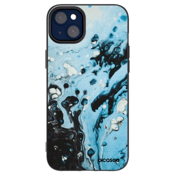 Picasee silikonowe czarne etui na Apple iPhone 14 Plus - Organic blue
