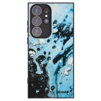 Picasee silikonowe czarne etui na Samsung Galaxy S23 Ultra 5G - Organic blue
