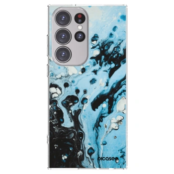 Picasee silikonowe przeźroczyste etui na Samsung Galaxy S23 Ultra 5G - Organic blue