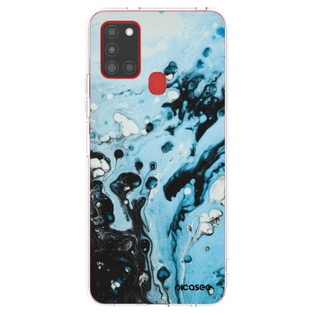 Picasee silikonowe przeźroczyste etui na Samsung Galaxy A21s - Organic blue